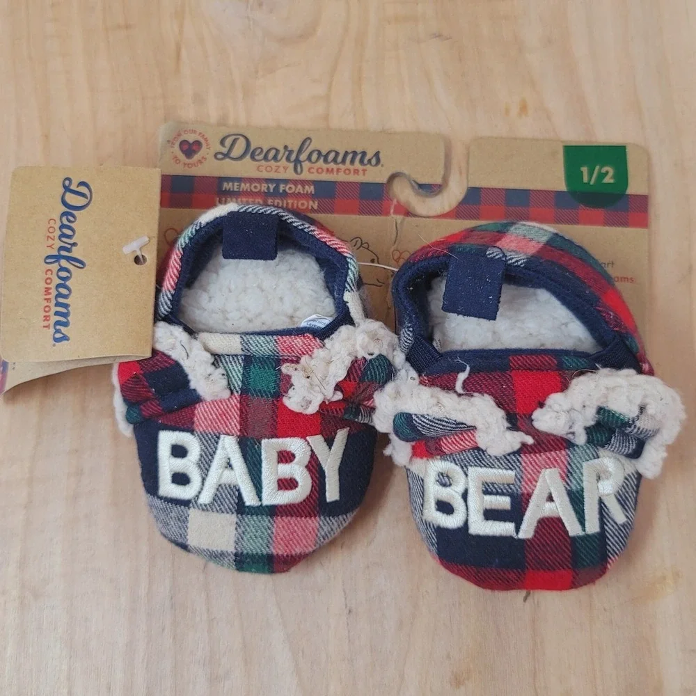 Dear Foams Slippers‎ Baby Size 1/2 Baby Bear Plaid
